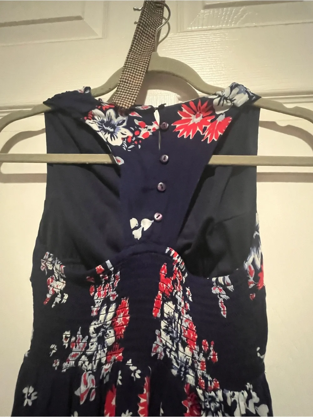 Japna Navy Floral V-Neck Maxi Dress with Red & White Floral Print - Picture 7 of 8